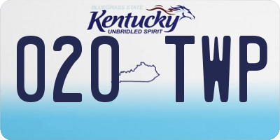 KY license plate 020TWP