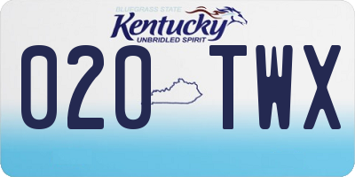 KY license plate 020TWX