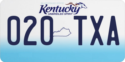 KY license plate 020TXA