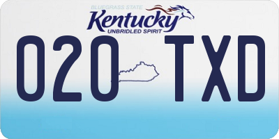 KY license plate 020TXD