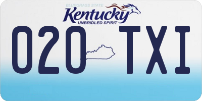 KY license plate 020TXI
