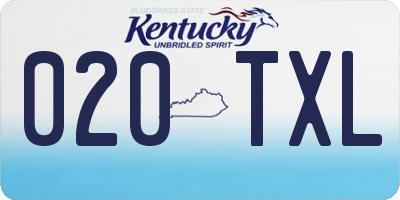 KY license plate 020TXL