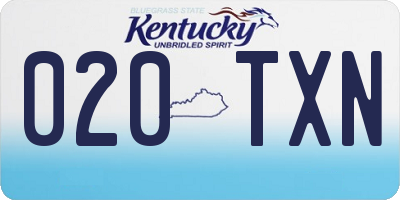 KY license plate 020TXN