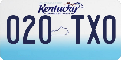 KY license plate 020TXO
