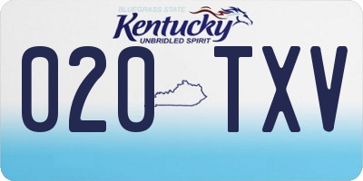 KY license plate 020TXV