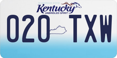KY license plate 020TXW