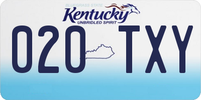 KY license plate 020TXY