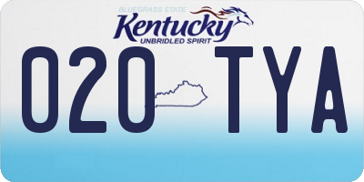 KY license plate 020TYA