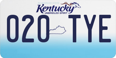 KY license plate 020TYE