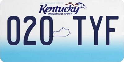 KY license plate 020TYF