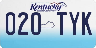 KY license plate 020TYK