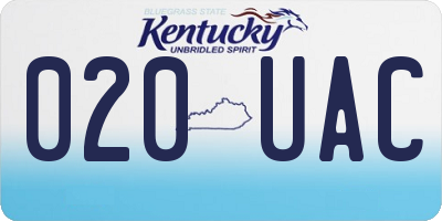 KY license plate 020UAC