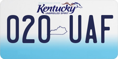 KY license plate 020UAF