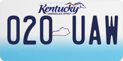 KY license plate 020UAW