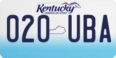 KY license plate 020UBA