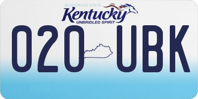 KY license plate 020UBK