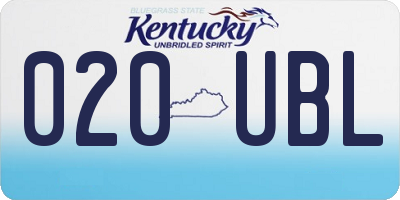 KY license plate 020UBL