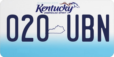 KY license plate 020UBN