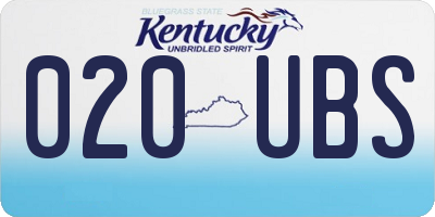 KY license plate 020UBS
