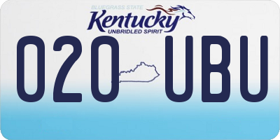 KY license plate 020UBU