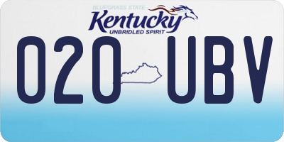 KY license plate 020UBV