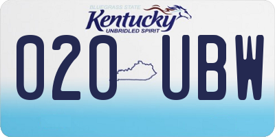 KY license plate 020UBW
