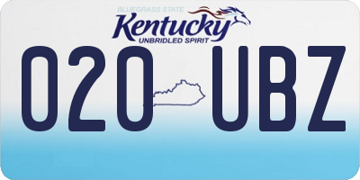 KY license plate 020UBZ