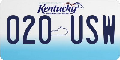 KY license plate 020USW