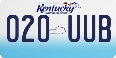 KY license plate 020UUB