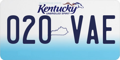 KY license plate 020VAE
