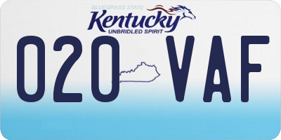 KY license plate 020VAF