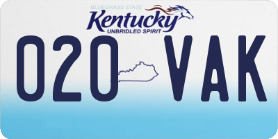 KY license plate 020VAK