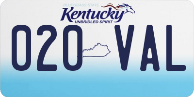 KY license plate 020VAL