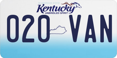 KY license plate 020VAN