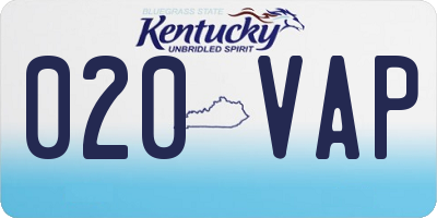 KY license plate 020VAP