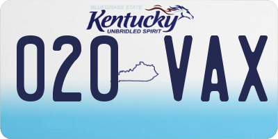 KY license plate 020VAX