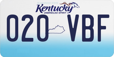 KY license plate 020VBF
