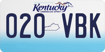 KY license plate 020VBK