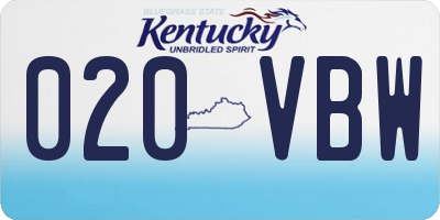 KY license plate 020VBW