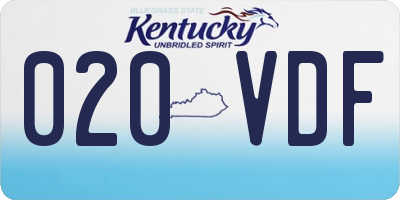 KY license plate 020VDF