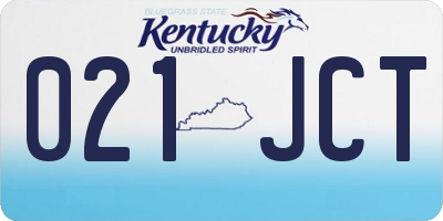 KY license plate 021JCT