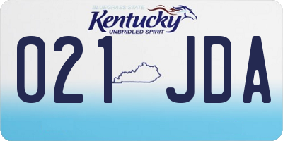 KY license plate 021JDA