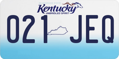 KY license plate 021JEQ