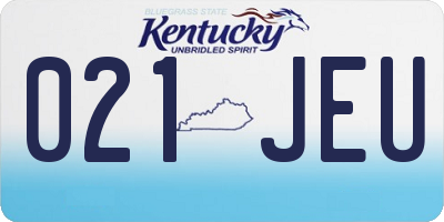 KY license plate 021JEU