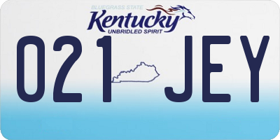 KY license plate 021JEY