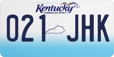 KY license plate 021JHK