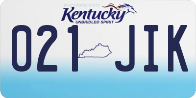 KY license plate 021JIK