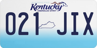 KY license plate 021JIX