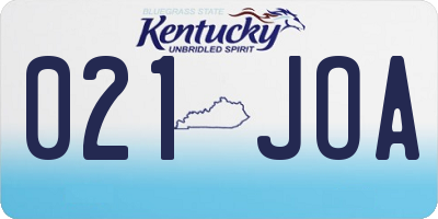KY license plate 021JOA
