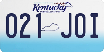 KY license plate 021JOI